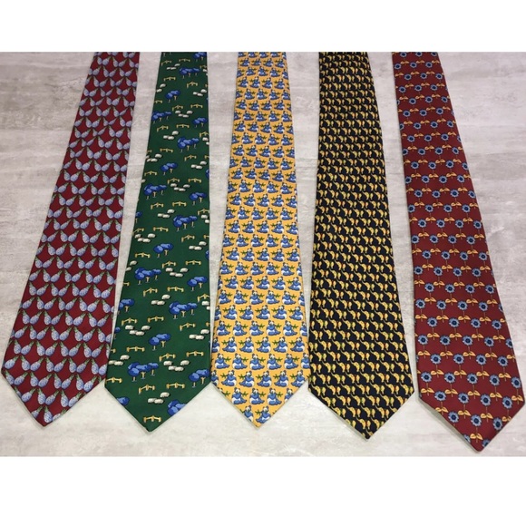 Lot Of 5 THOMAS PINK 100% Silk Ties